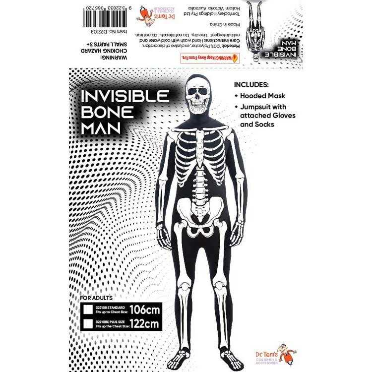 Costume Adult Invisible Bone Man Skeleton Standard Bodysuit