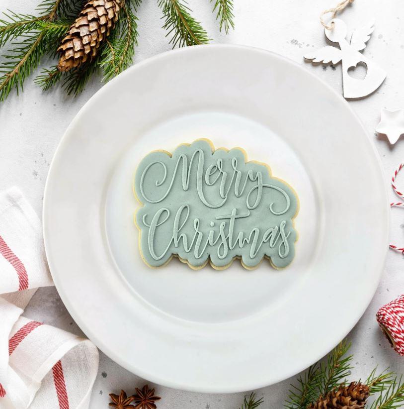 Merry Christmas Debosser & Cookie/Biscuit Cutter Set