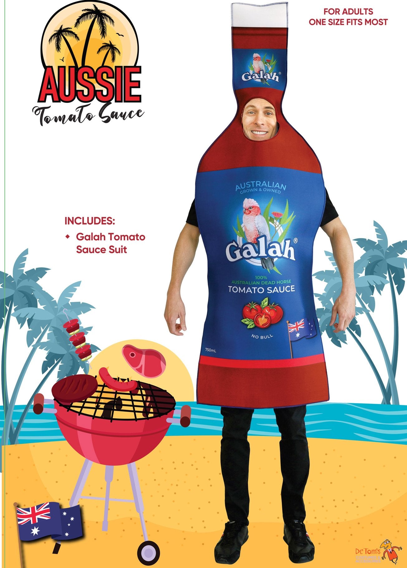 Costume Adult Aussie Sauce Bottle Food Novelty Funny One Size
