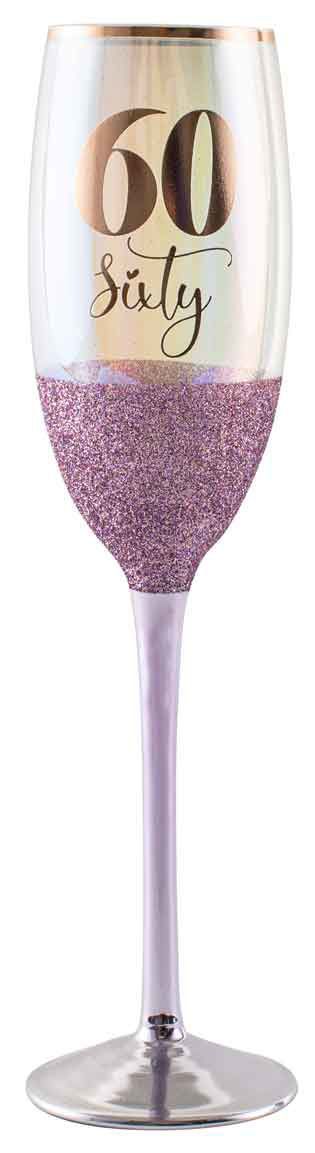 Gift Champagne Glitter Glass/Flute Happy 60th Sixty Birthday 150ml