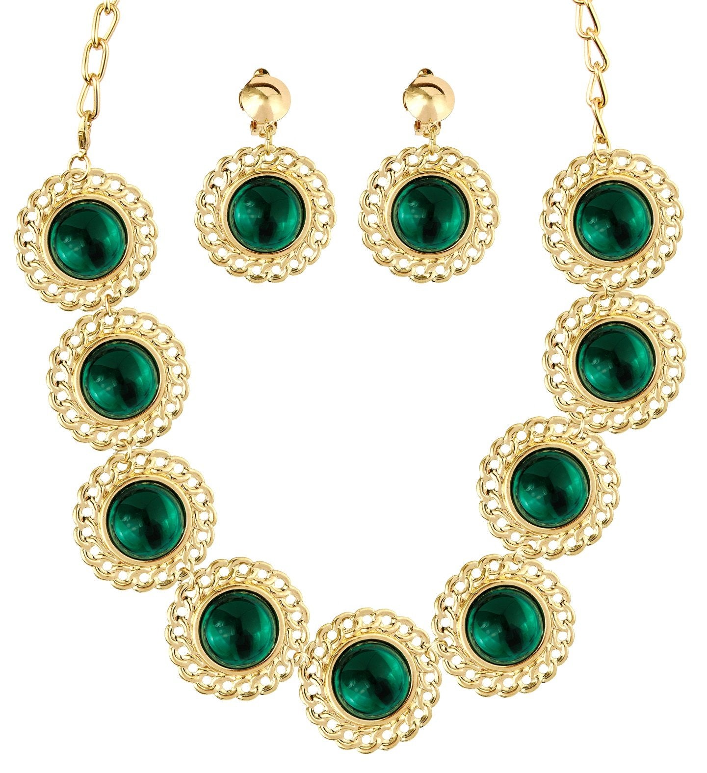 Costume Jewels Renaissance/Medieval Royalty Queen Set With Green Gems
