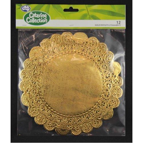 Catering Doyley Round Gold 21.5cm (8.5inch) Pk/12 Food Service/Decoration