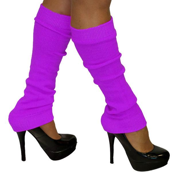 Leg Warmers Fluro/Neon Purple 1980s Costume Accessory