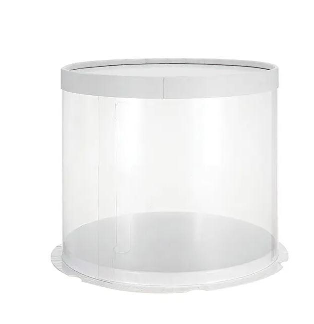 Cake Box/Tube Clear Acetate 8x8x8 inch White Lid & Base
