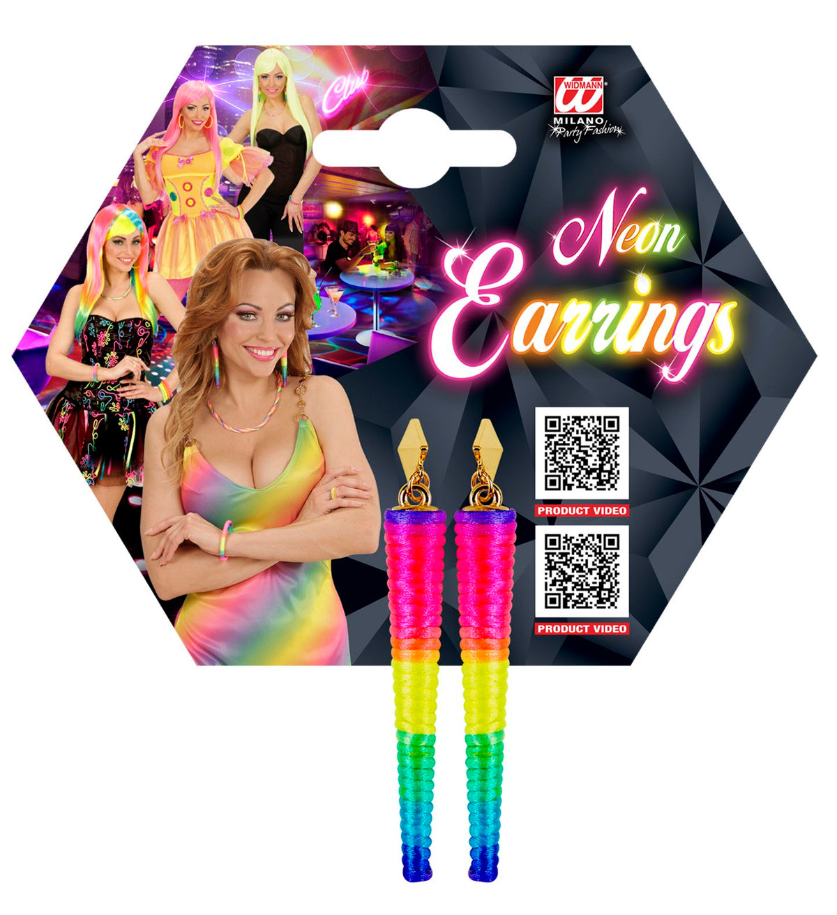 Jewellery Earrings 1980s Neon Multi Coloured Pierced Ears Style