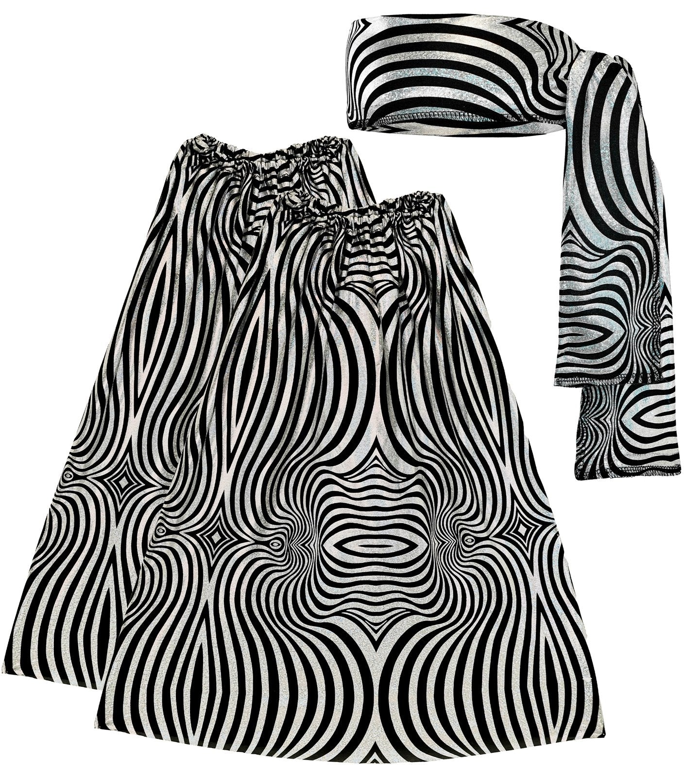 Costume Adult 1970s Disco Silver Waves Headband and Leg Warmers