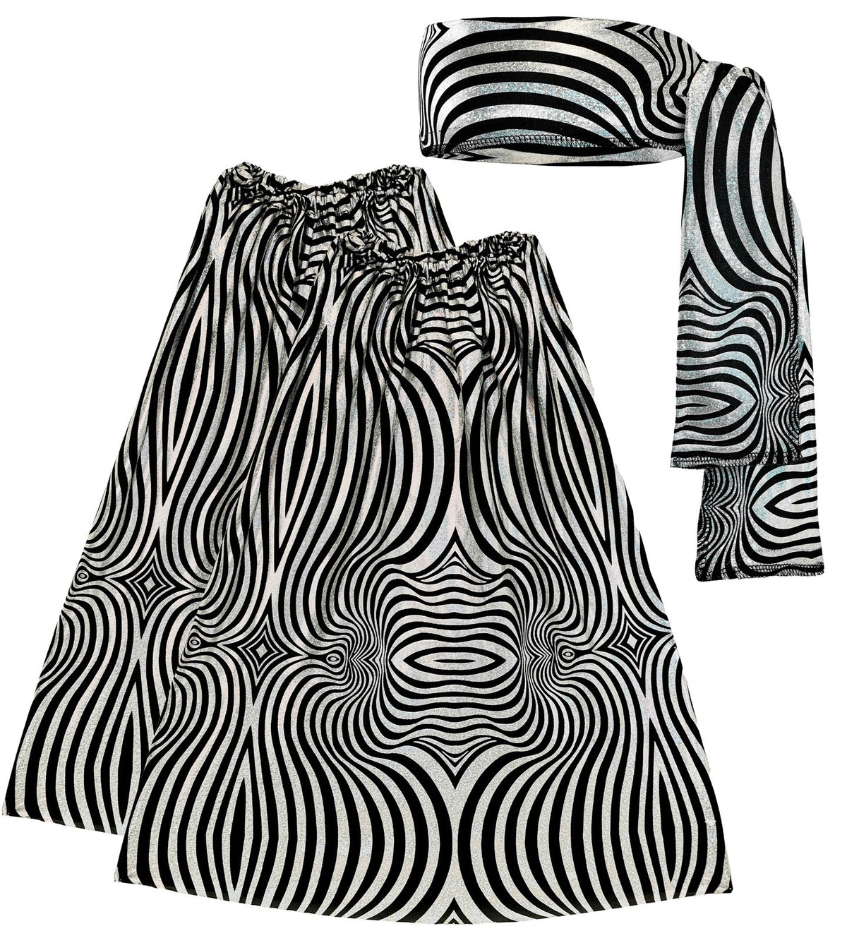 Costume Adult 1970s Disco Silver Waves Headband and Leg Warmers