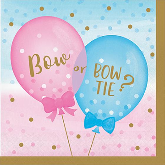 Gender Reveal Napkins Lunch Baby Boy or Girl 2-Sided Design Pk/16