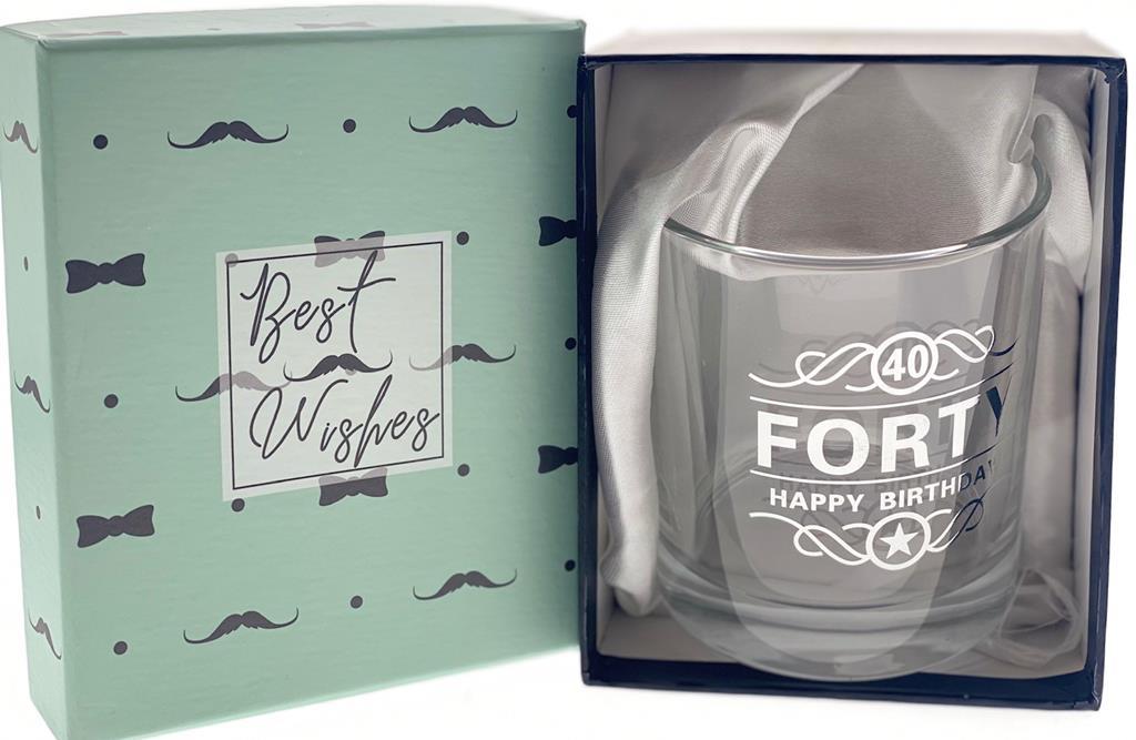 Gift Glass Scotch Rum Forty 40th Happy Birthday