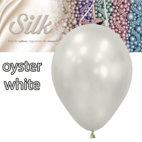 Latex Balloons 30cm Silk Oyster White Pk 50