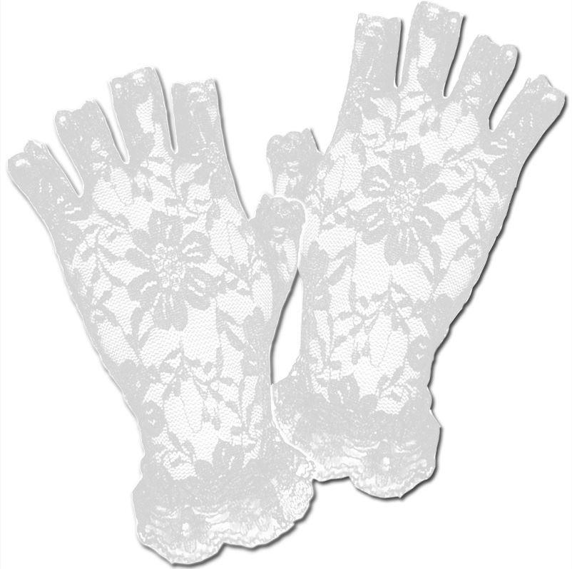 Costume Gloves Fingerless Lace White