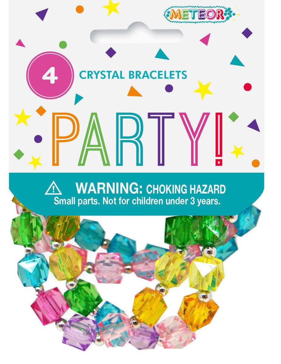 Lucky Dip/Loot Bag Favours Jewellery Crystal Bead Bracelets Pk/4