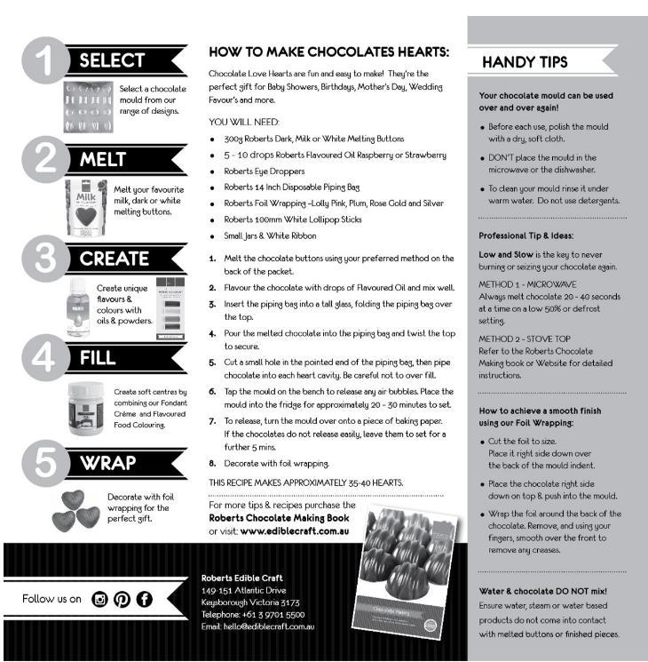 Chocolate Mould Small Plain Heart Moulds x 16 Cavity