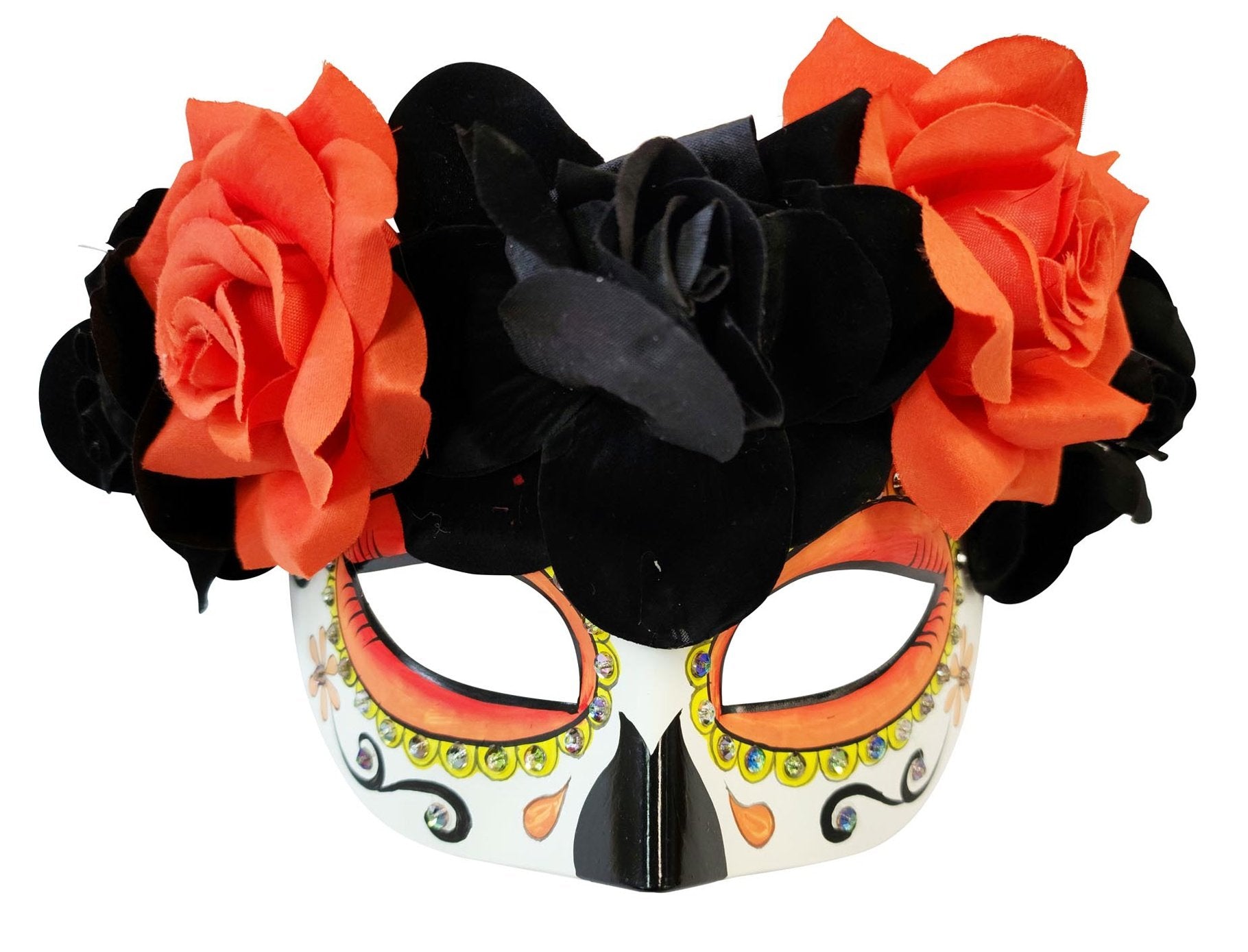 Mask Black / Red Flowers Day of The Dead
