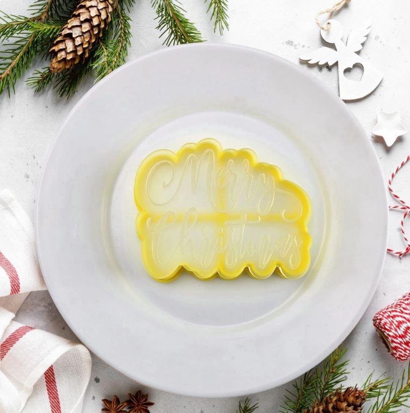 Merry Christmas Debosser & Cookie/Biscuit Cutter Set