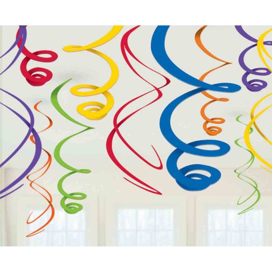 Hanging Decorations Swirls Multi Coloured/Rainbow 55.8cm Pk/12