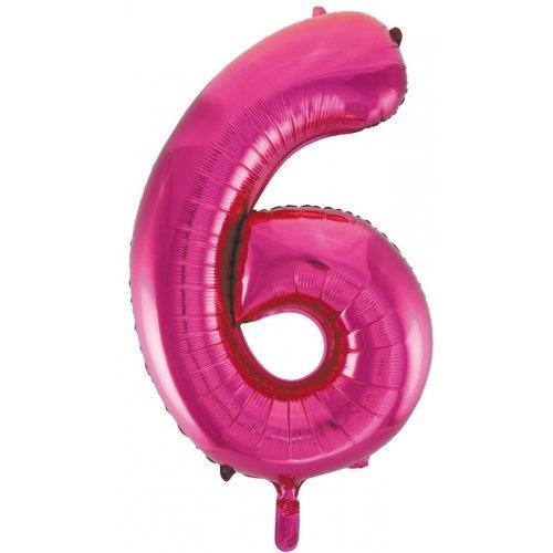 Balloon Foil Megaloon Number 6 Hot Pink 86cm