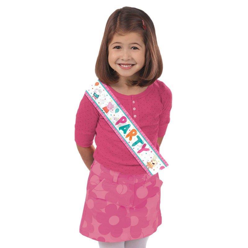 Peppa Pig Confetti Party Sash Fabric 55cm X 7cm - Last Chance