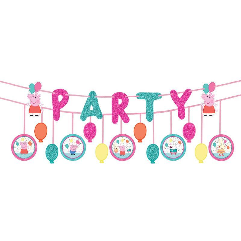 Peppa Pig Confetti Banner Party Ribbon Kit Glittered Pk/2 - Discontinued