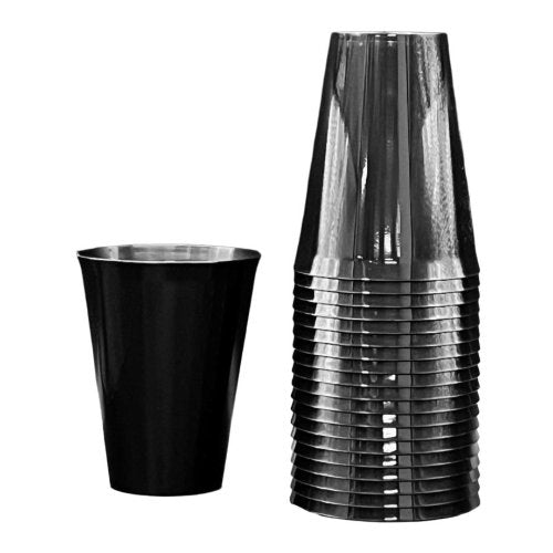 Cups Black Reusable Plastic 285ml Pk/20