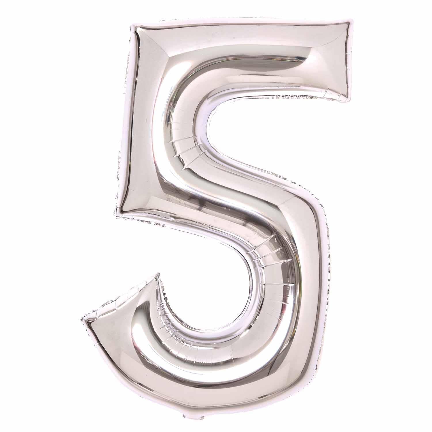 Balloon Foil Megaloon Number 5 Silver 86cm