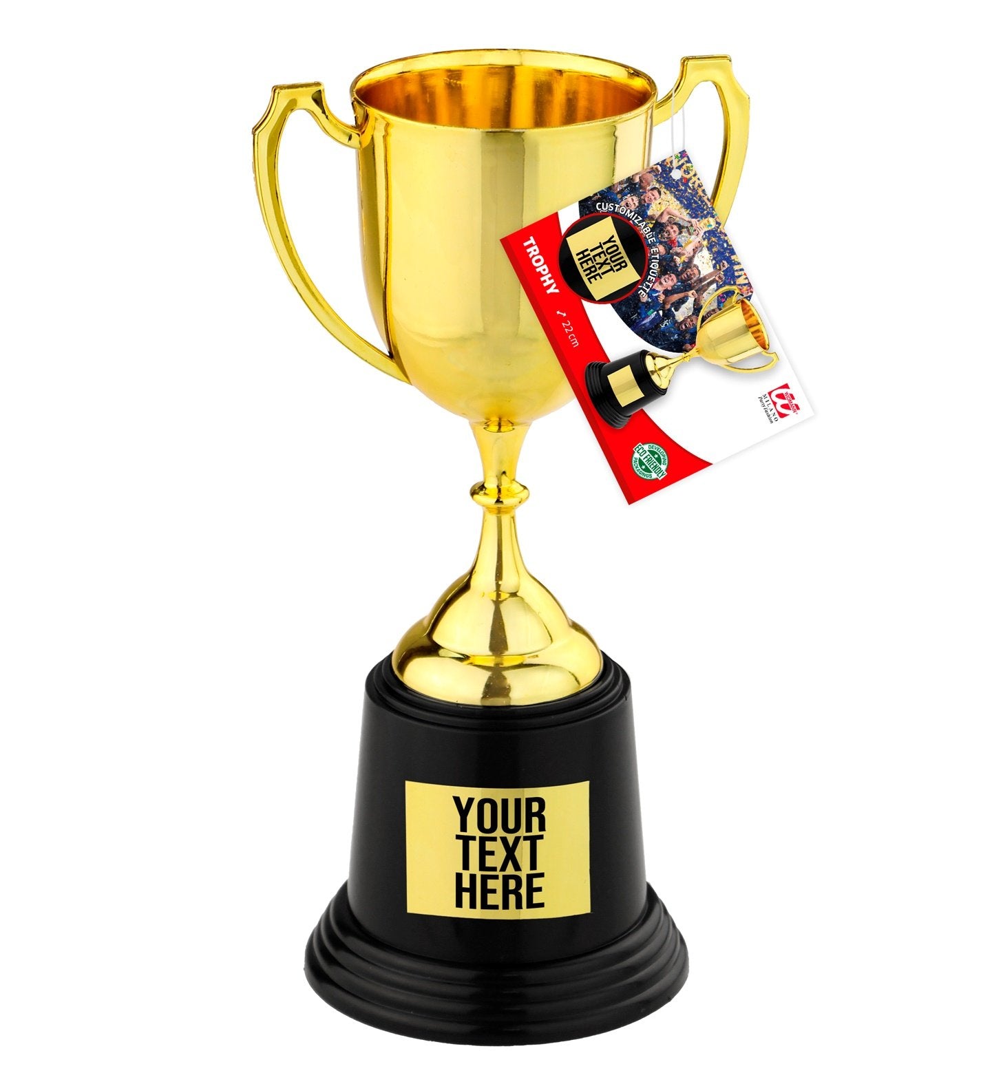 Trophy Cup Large With Blank Plaque Space For Personalised Stickers 22cm