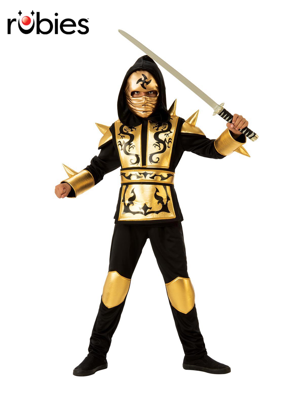 Costume Child Ninja Gold And Black Large 8-10 Years