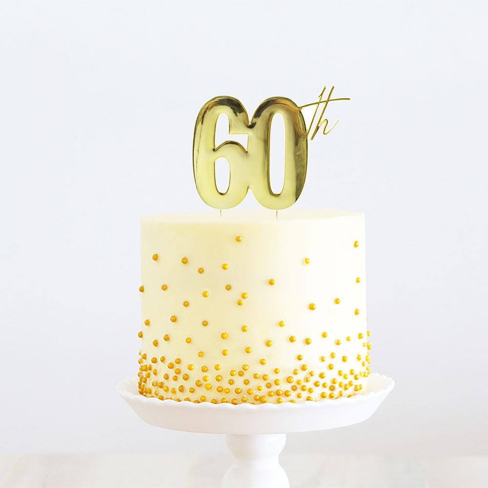 Topper 60th Gold Metal 11cm X 9cm