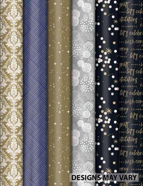 Gift Wrapping Paper Roll Special Occasions Assorted Mix 3m x 70cm Each