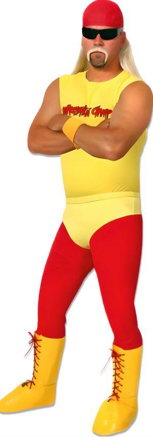 Costume Adult Hogan Wrestler Yellow/Red 1980 Deluxe Large