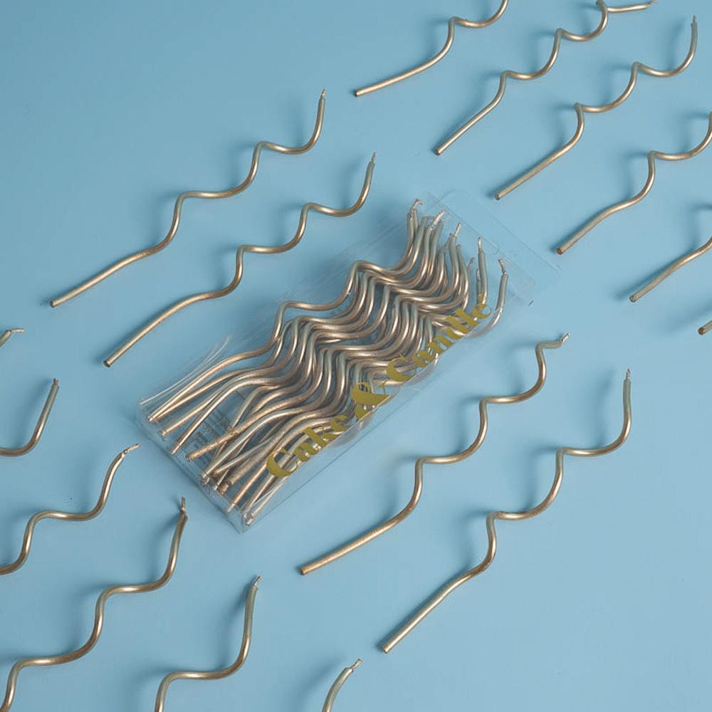 Cake Candles Swirly Gold 13cm Pk/16