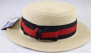 Hat Boater With Red and Black Band