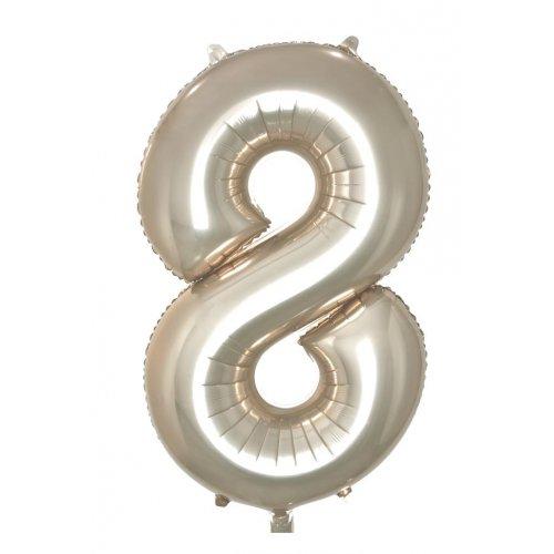 Balloon Foil Megaloon Number 8 Champagne Gold 86cm - Last Chance