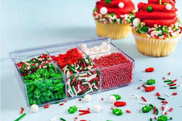 Christmas/Xmas Edible Cake/Cupcake Sugar Sprinkles Mixed Beneto Box 120g