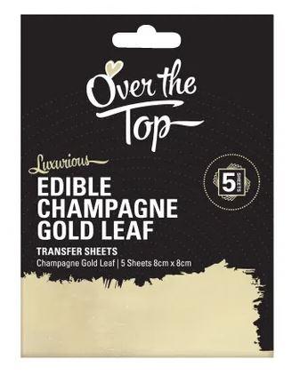 Edible Champange Gold Leaf Transfer Pk/5 Sheets 8cm X 8cm Cake Decorating