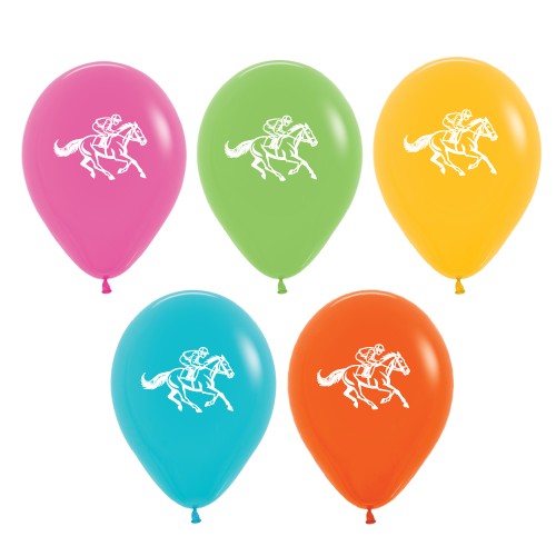 Balloons Latex 30cm Horse Racing Assorted Fashion Colours Pk/50