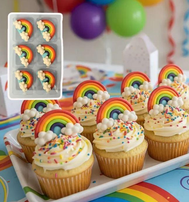 Edible Icing Decorations Rainbows Pk/6