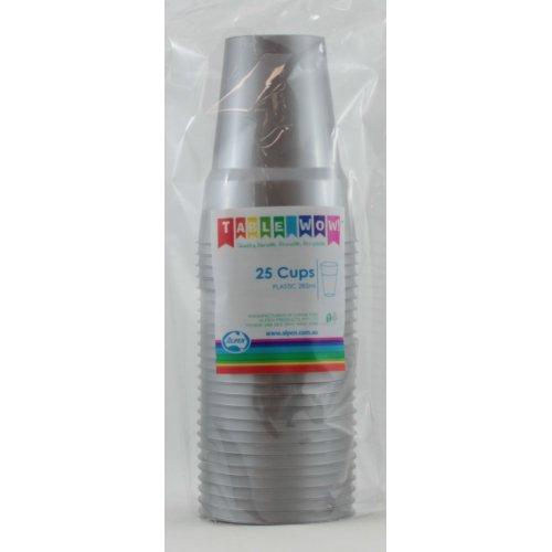 Cups Silver Plastic 285ml Pk/25