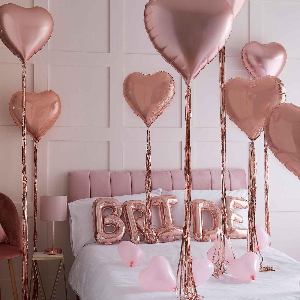 Room Decorating Kit With Balloons Hens Night/Bride To Be Rose Gold