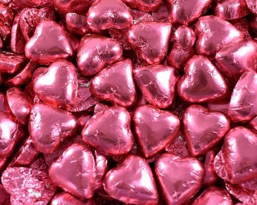 Chocolate Hearts Pale/Light Pink 1kg Bulk