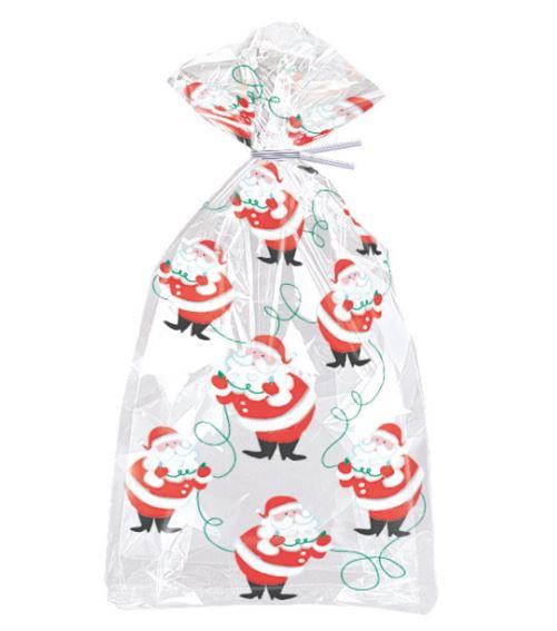 Cello Bags Santa Print Christmas Pk/20 Treat/Lollies