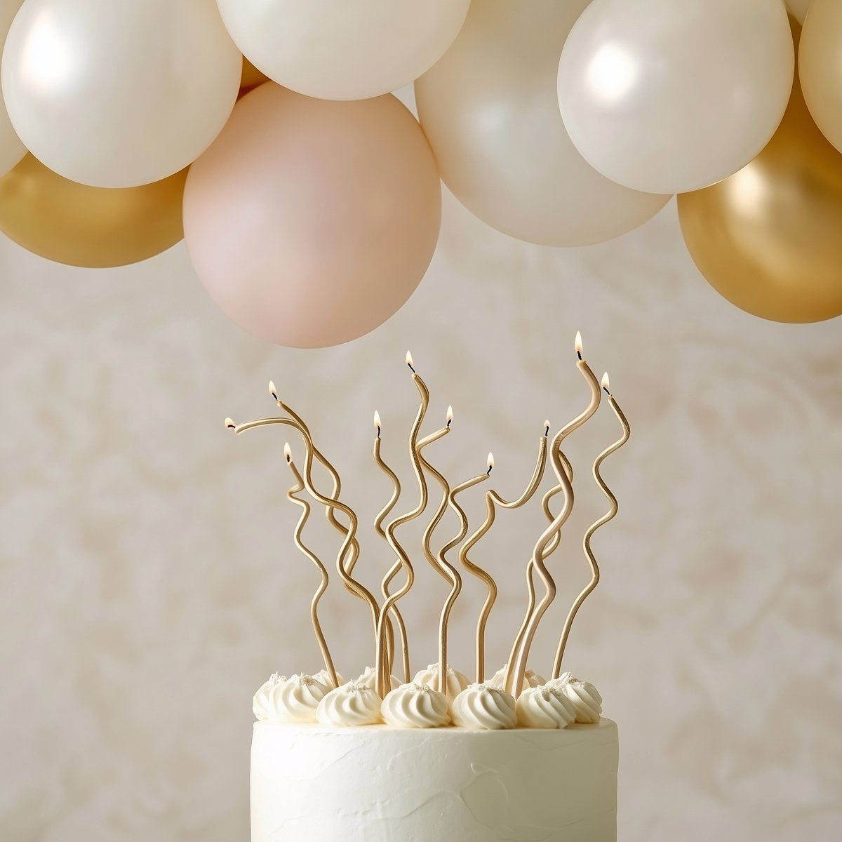 Cake Candles Swirly Gold 13cm Pk/16