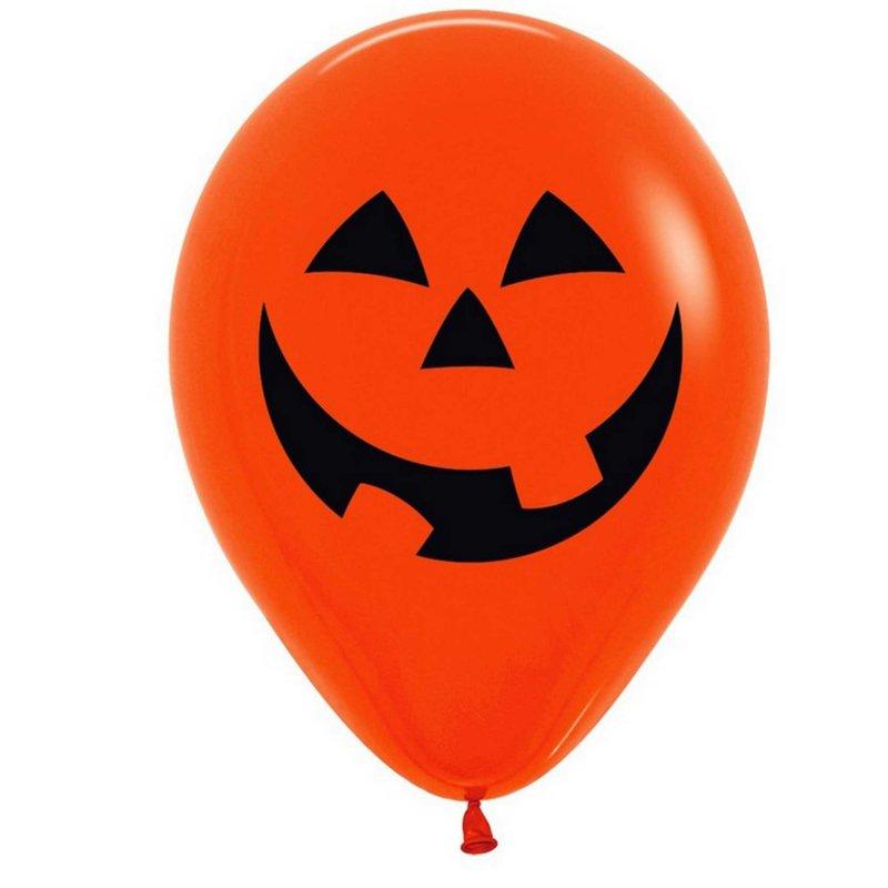 Balloons Latex 30cm Pumpkin Print Black & Orange Pk/12