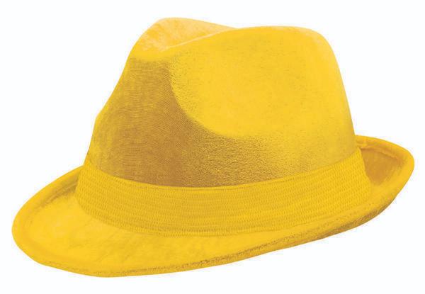 Yellow Team Spirit Fedora Velour Hat Sports Supporter