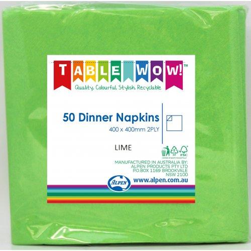 Napkins Dinner 2ply Lime Green Pk/50