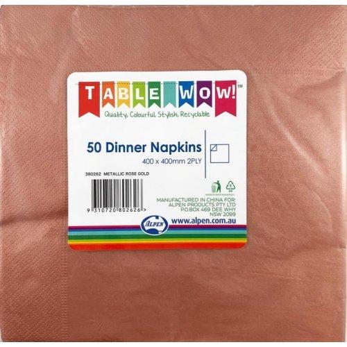 Napkins Dinner 2ply Metallic Rose Gold Deluxe Pk/50