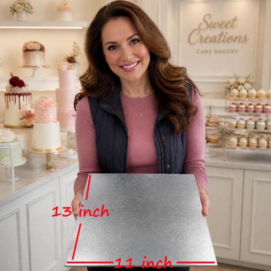 Cake Board MDF Rectangle Silver 5mm 11 X 13 Inch