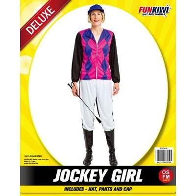 Costume Adult Female Jockey Horse Racing Pink & Black One Size Fits Most