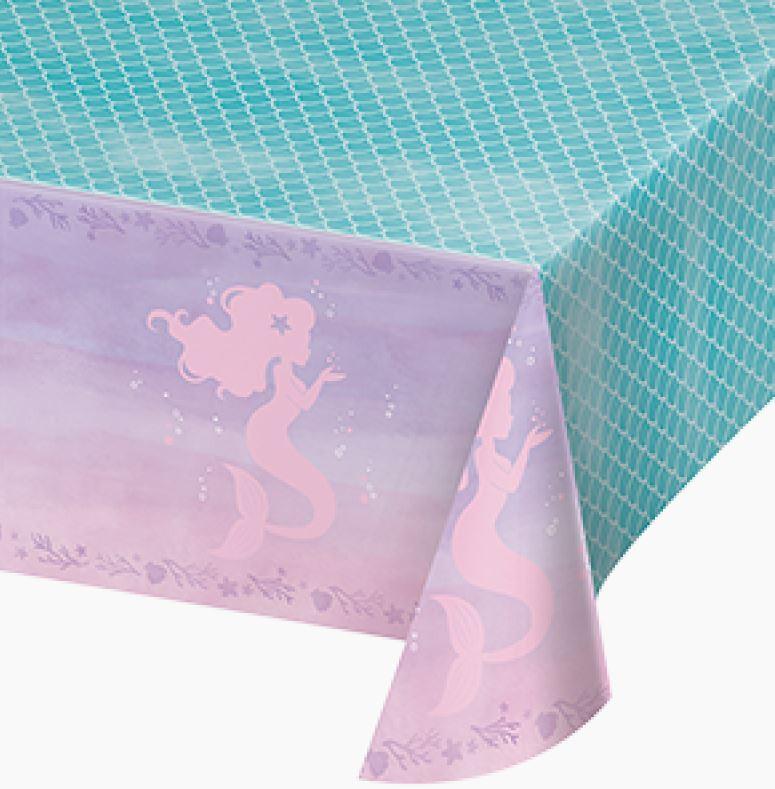 Mermaid Shine Iridescent Tablecover Plastic 259cm x 137cm