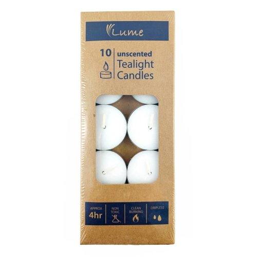 Candles Tealight 4 Hour Burn Unscented 100% Paraffin Wax Pk/10